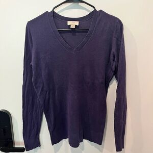 LOFT Purple Fitted Long Sleeve Tee